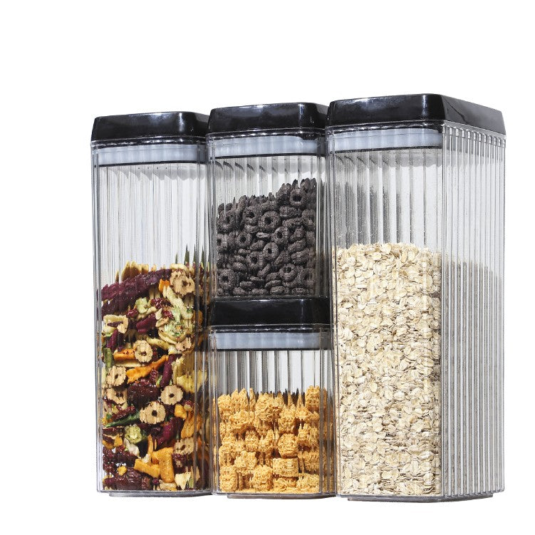 Set 4 Recipiente din Plastic, Flippy, pentru Alimente/Obiecte, Inchidere Ermetica, Textura Ondulata, 2 x 1.5l, 2 x 3.3