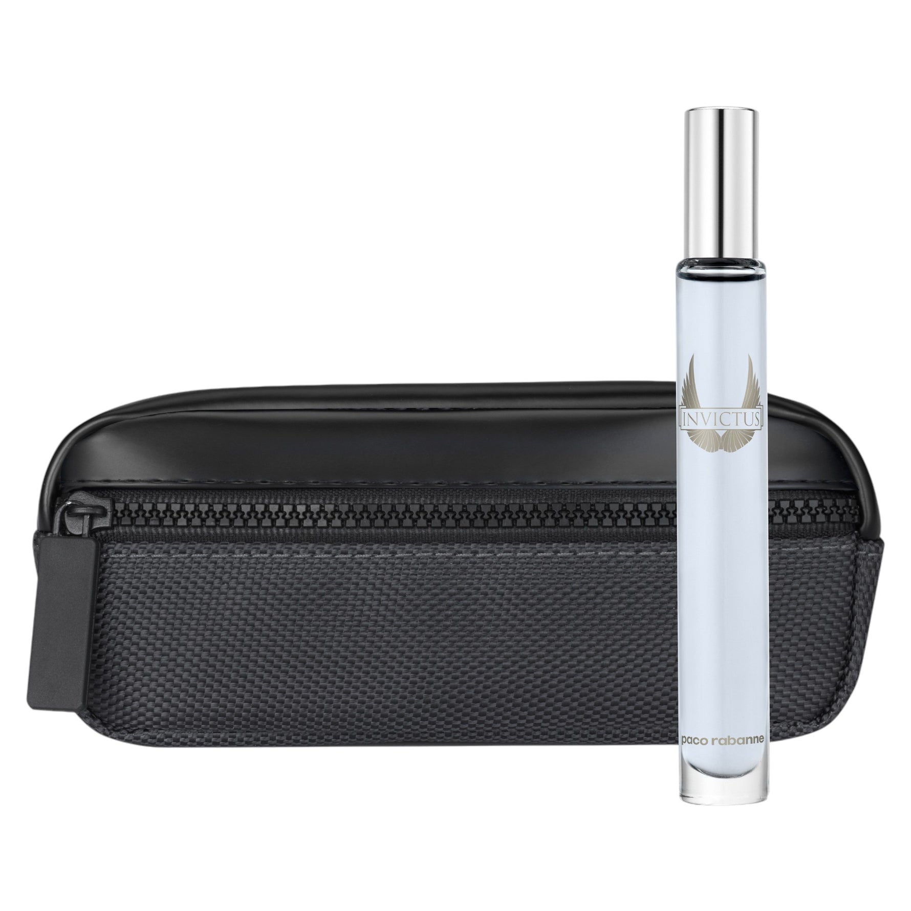 Set Paco Rabanne: Invictus, Eau De Toilette, For Men, 10 ml *Miniature + Invictus, Travel, Pouch, Black