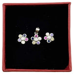 Set Pandativ cu Cercei pentru Dama, Jolie, Argint 925, Model Floricele Colorate, 1.60 g, Argintiu