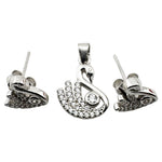 Set Pandativ cu Cercei pentru Dama, Jolie, Argint 925, Model Lebada cu Pietre, 2.7g, 1.5 cm x 1 cm, Argintiu