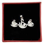 Set Pandativ cu Cercei pentru Dama, Jolie, Argint 925, Model Lebada cu Pietre, 2.7g, 1.5 cm x 1 cm, Argintiu