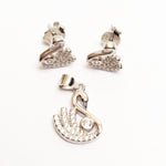 Set Pandativ cu Cercei pentru Dama, Jolie, Argint 925, Model Lebada cu Pietre, 2.7g, 1.5 cm x 1 cm, Argintiu