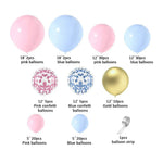 Baloane decorative pentru GENDER PARTY, Flippy, Arcada Set 130 baloane, Arcul de Baloane Roz si Albastru, Baloane