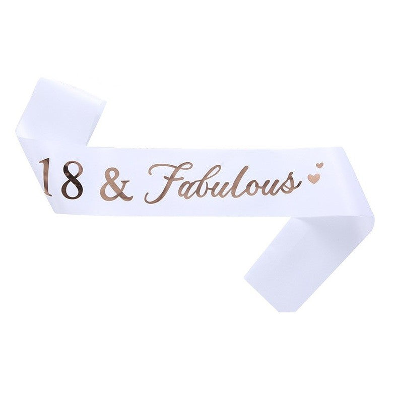 Set 2 Piese pentru Majorat, Flippy, 15 x 13 x 5 cm, Coronita Printesa Rose si Panglica 18&amp;Fabulous, Alb