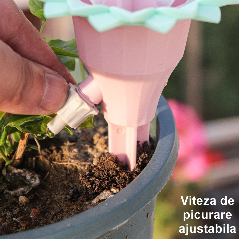 Set picuratoare cu valva pentru irigare Flippy, design floare, viteza reglabila, fixare prin infigere, practic, 16.8 x