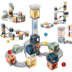 Set piese magnetice de constructie, Flippy, Cu tobogane si bile, 41 piese, Multicolor
