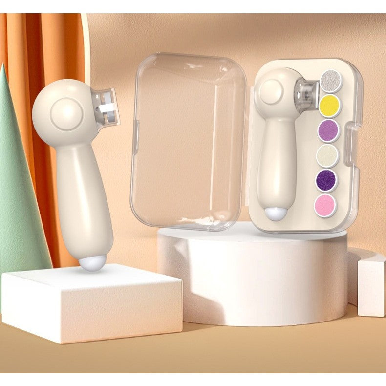 Set Pila Electrica, Flippy, pentru Copii si Bebelusi, din ABS, 6 Accesorii, Incarcare USB, cu Lumina Led, 11.5 x 5.5