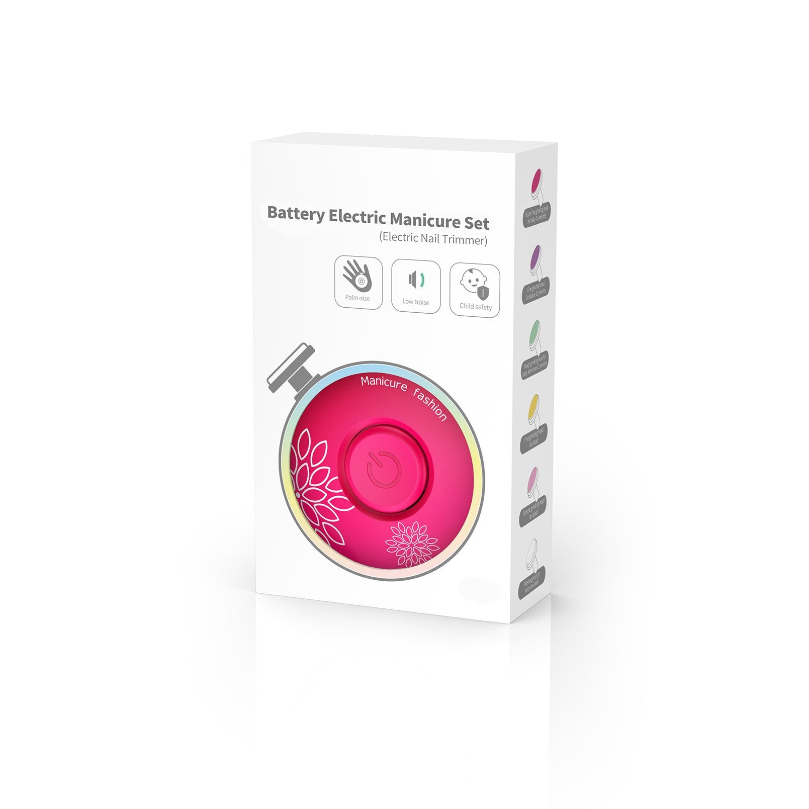 Set Pila Electrica pentru Copii si Bebelusi, Flippy, ABS, Incarcare USB, Model cu Flori, 6 Accesorii, cu Lumina LED,
