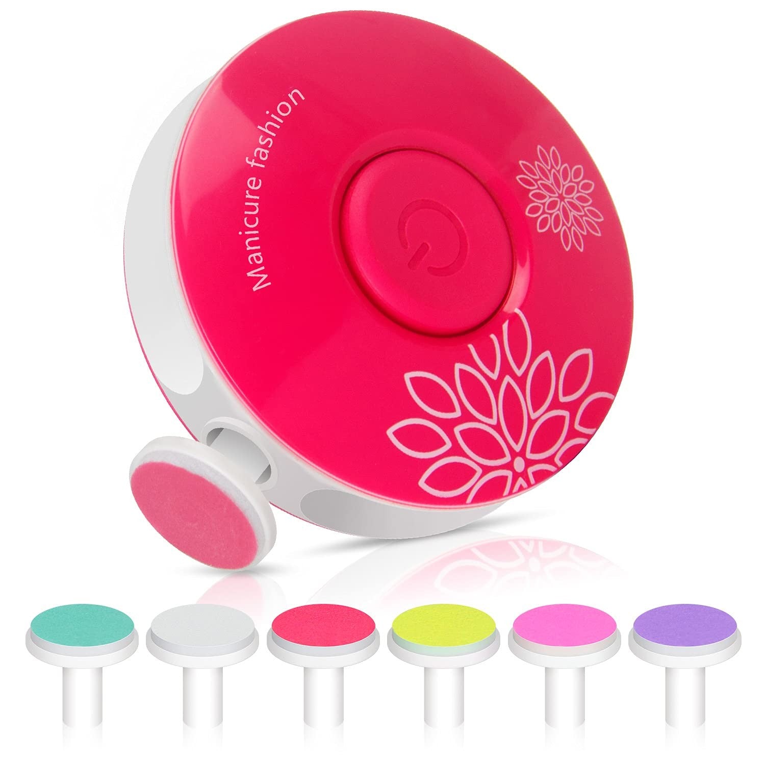 Set Pila Electrica pentru Copii si Bebelusi, Flippy, ABS, Incarcare USB, Model cu Flori, 6 Accesorii, cu Lumina LED,