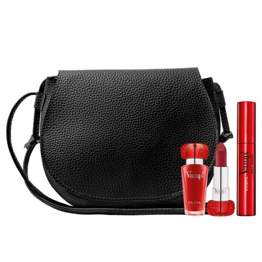Set Pupa: Vamp!, Paraben-Free, Volume, Cream Lipstick, 301, Intense Red, 3.5 g + Vamp! Sexy Lashes, Paraben-Free, Mascara, 011, Sexy Black, 12 ml - Olmarkt