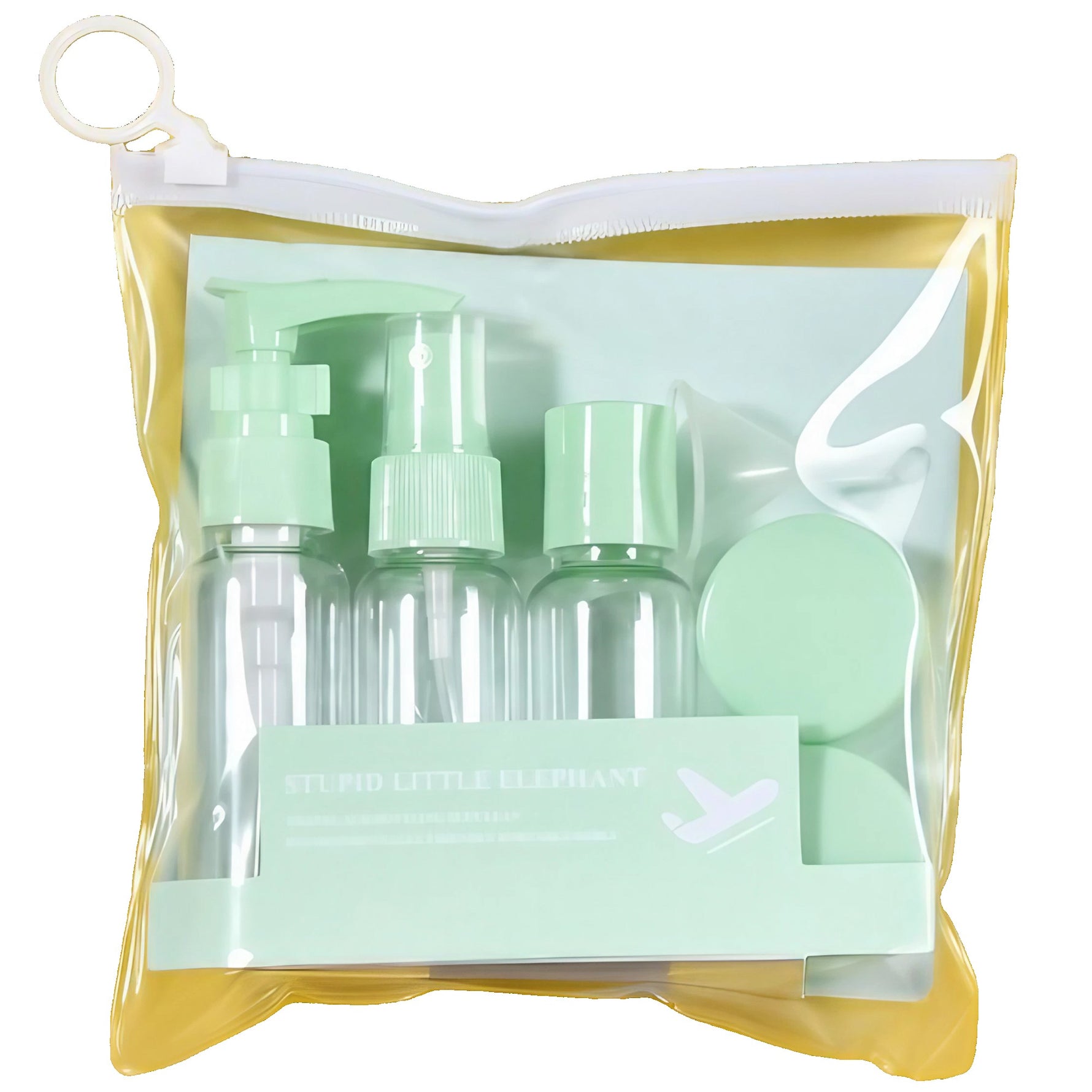 Set Recipiente pentru Cosmetice, Flippy, 5 Piese, cu Gentuta, pentru Calatorii, Reutilizabile, Verde, Material Plastic,