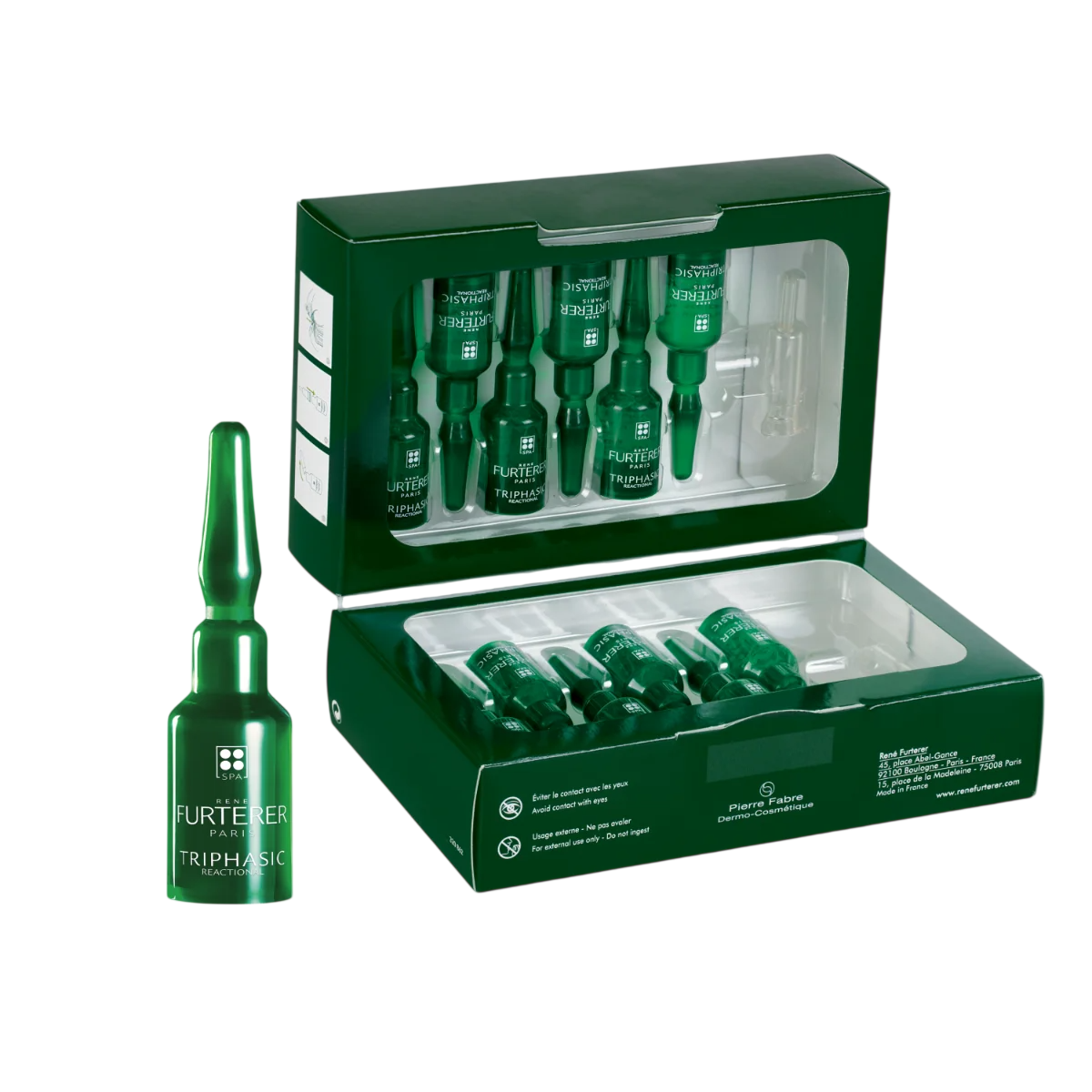 Set, Rene Furterer, Triphasic Progressive, Anticădere păr, Ser tratament în fiole, Pentru păr, Unisex, 8 buc, 5 ml
