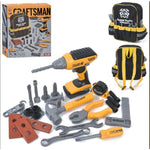 Set Scule de Jucarie pentru Copii, Flippy, Ghiozdan cu Bormasina si Accesorii Incluse, 28 Piese, Material Plastic