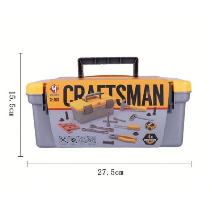Trusa Scule si Unelte de Jucarie pentru Copii, Flippy, 19 Piese Material Plastic, Interactiv, +3 Ani, 27.5x15.5x13 cm,