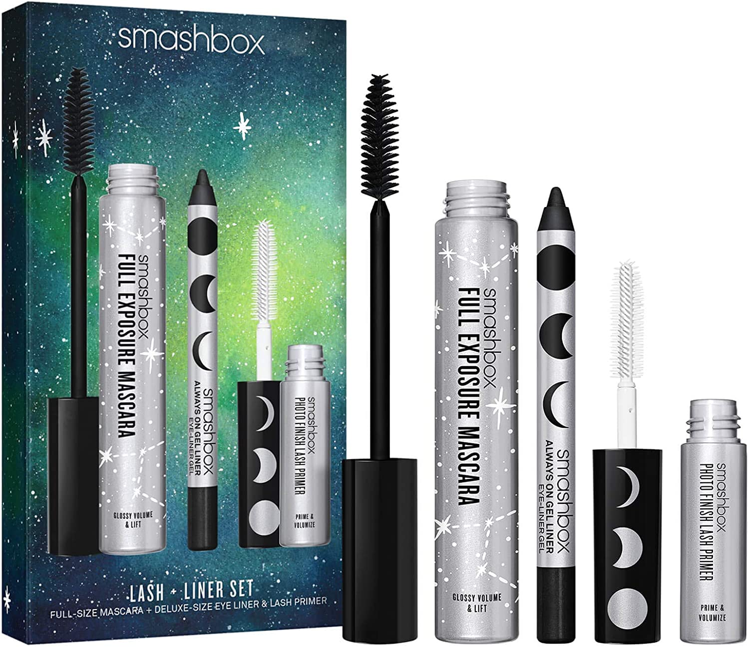 Set Smashbox: Photo Finish, Eyelash Primer, 4 ml + Always On, Gel Pencil Eyeliner, Brewed, 1.2 g + Full Exposure, Waterproof, Volumizing, Mascara, Black, 9.56 ml - Olmarkt