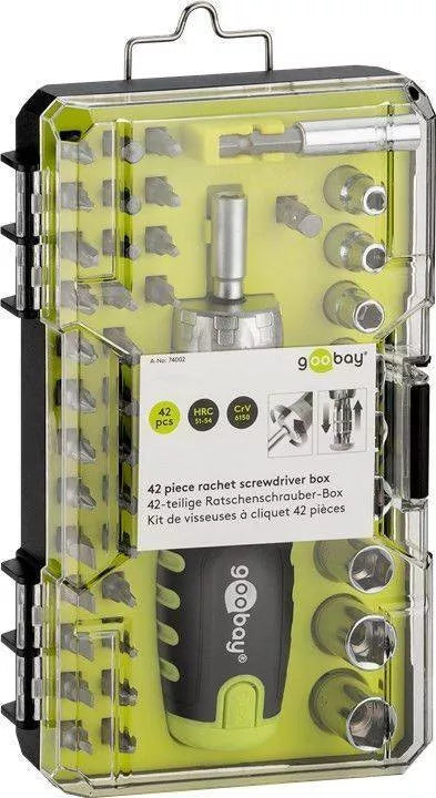 Set surubelnita cu 30biti si 9 tubulare CrV Goobay