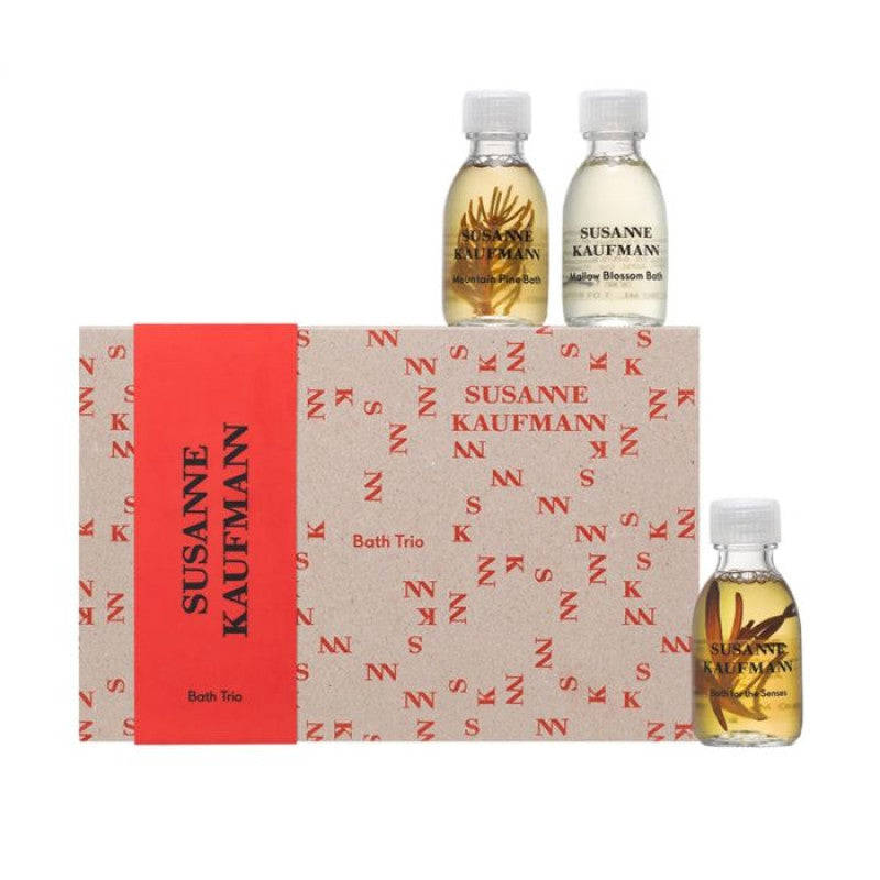 Bath Trio Set Susanne Kaufmann: Body Care Bath, For The Senses, Nourishing, Bath Oil, 30 ml + Body Care Bath, Mountain Pine, Relaxing, Bath Oil, 30 ml + Body Care Bath, Mallow Blossom, Nourishing, Bubble Bath, 30 ml - Olmarkt