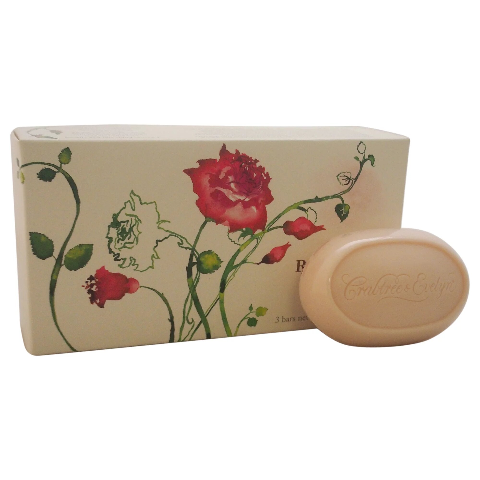 Set Trio, Crabtree & Evelyn, Rosewater, Hidratant, Bucată de săpun, 3 buc, 85 g - Olmarkt