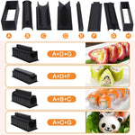 Set ustensile pentru facut sushi Flippy, 10 piese, forma inima inclus, 3 forme clasice, extensibil, finisaj lucios,