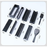 Set ustensile pentru facut sushi Flippy, 10 piese, forma inima inclus, 3 forme clasice, extensibil, finisaj lucios,