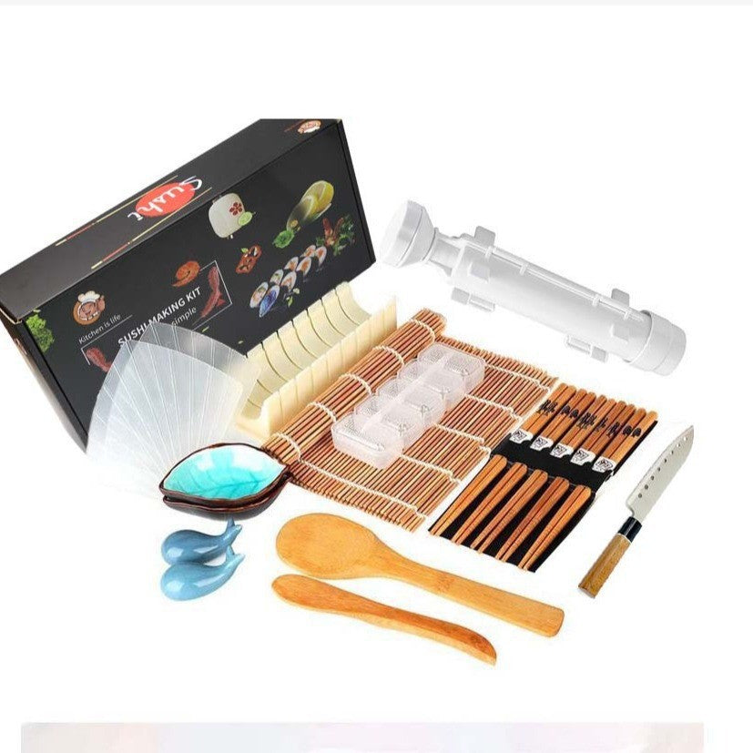 Set Ustensile pentru Sushi, Flippy, Set din 19 Accesorii pentru Sushi, Set pentru Sushi HOME MADE, Cutit Inclus, Forme,