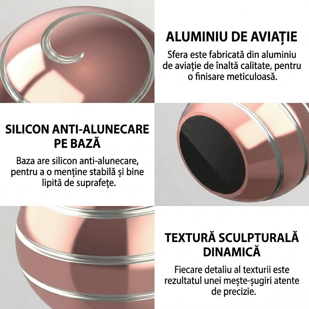 Sfera Fidget Spinner Metalic, Flippy, Corp Aliaj Zinc, Rulment Inox, Jucarie Antistres pentru Focus si Relaxare,