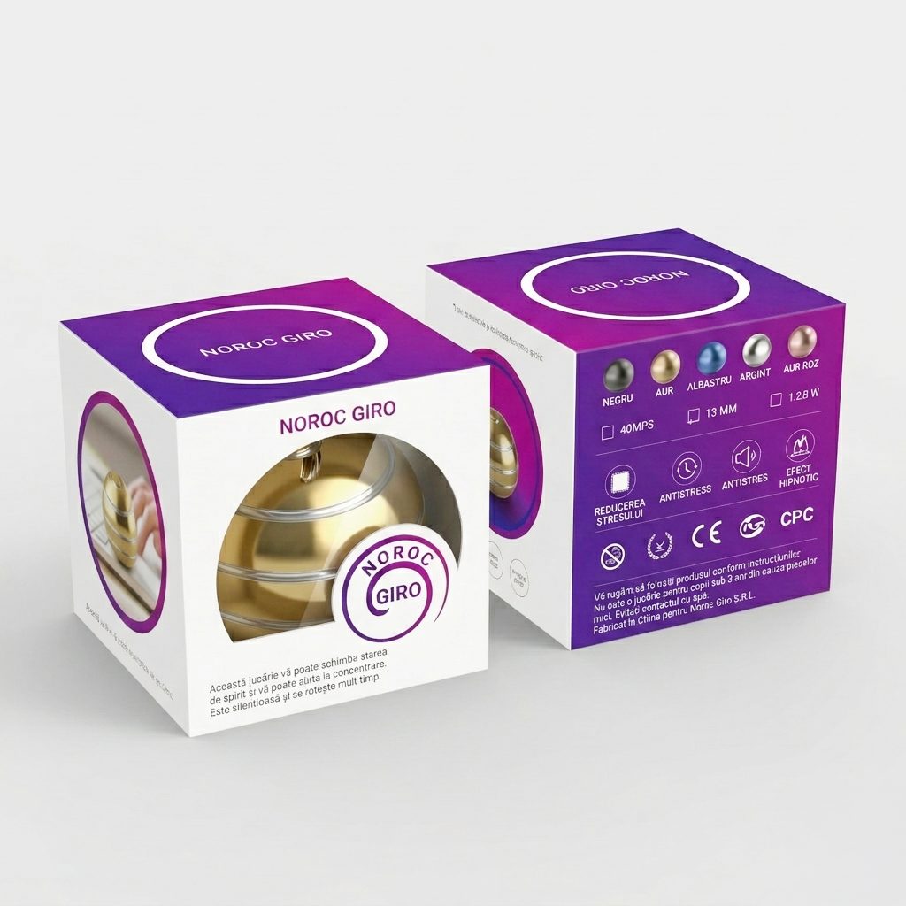 Sfera Fidget Spinner Metalic, Flippy, Corp Aliaj Zinc, Rulment Inox, Jucarie Antistres pentru Focus si Relaxare,