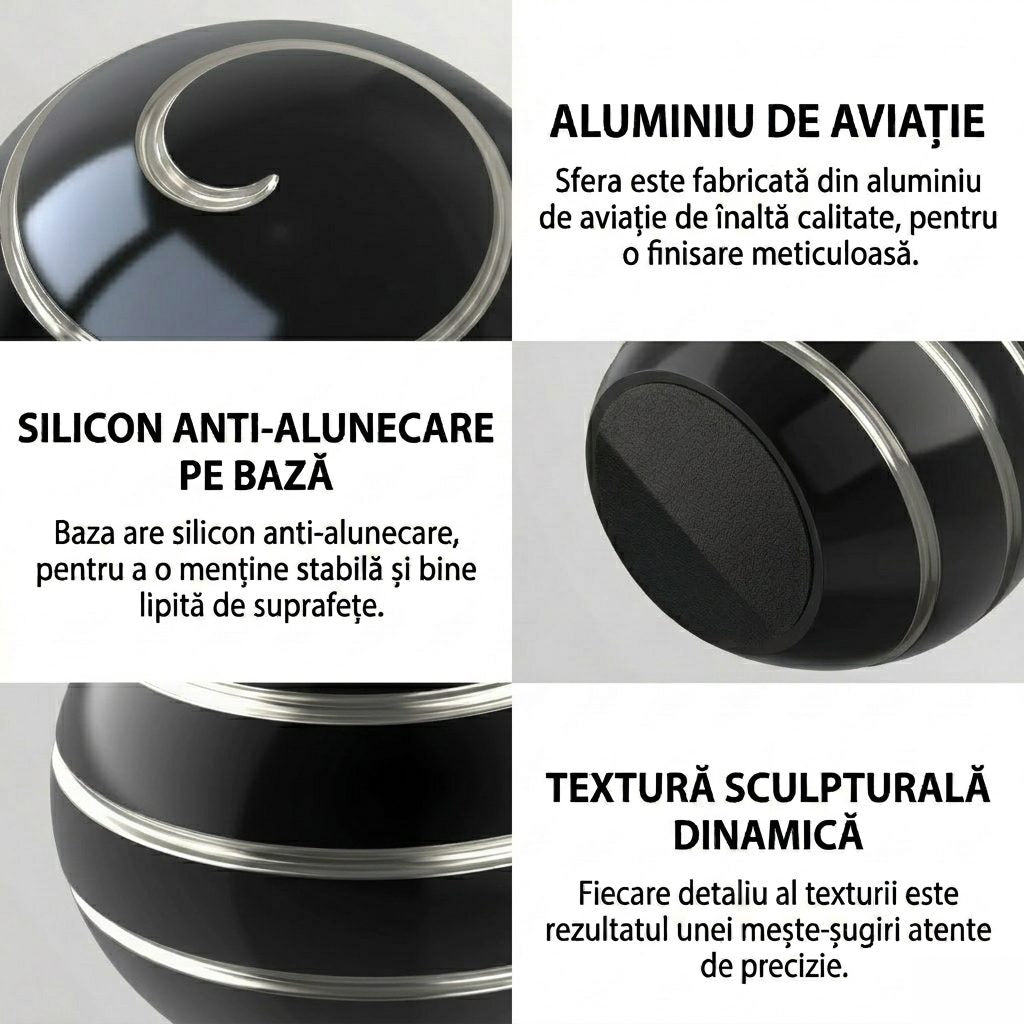 Sfera Fidget Spinner Metalic, Flippy, Corp Aliaj Zinc, Rulment Inox, Jucarie Antistres pentru Focus si Relaxare,