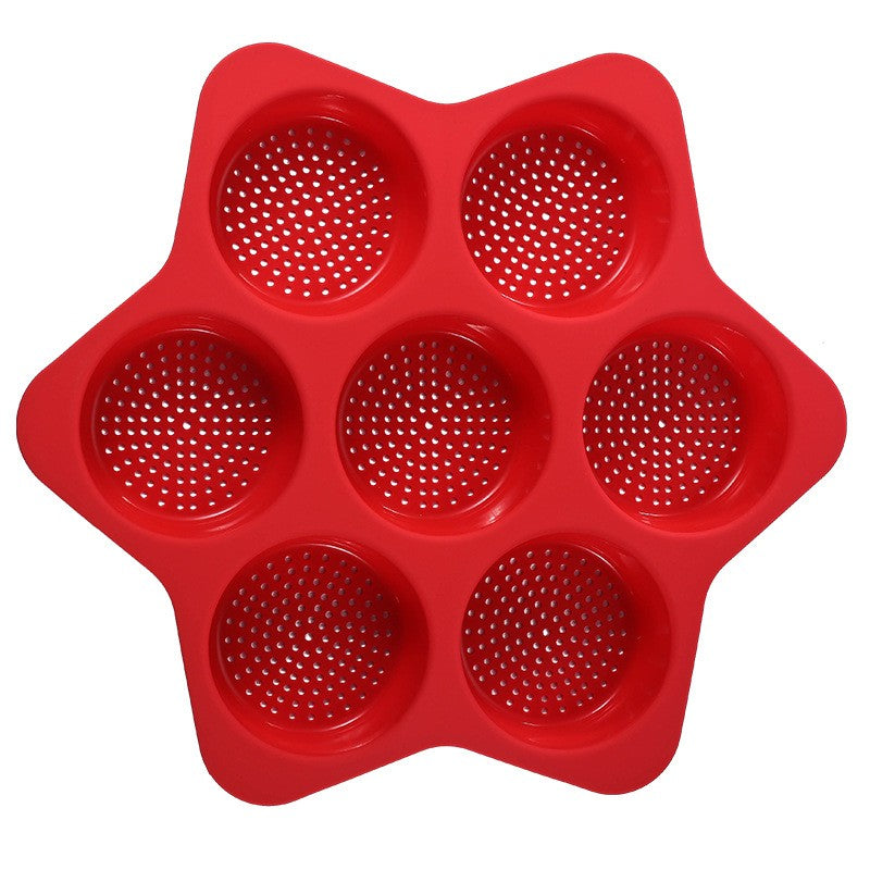 Forme de Silicon pentru Copt, Flippy, 7 Forme Rotiunde, pentru Burgeri si Prajituri, 38.5 x 4 cm, Rosu
