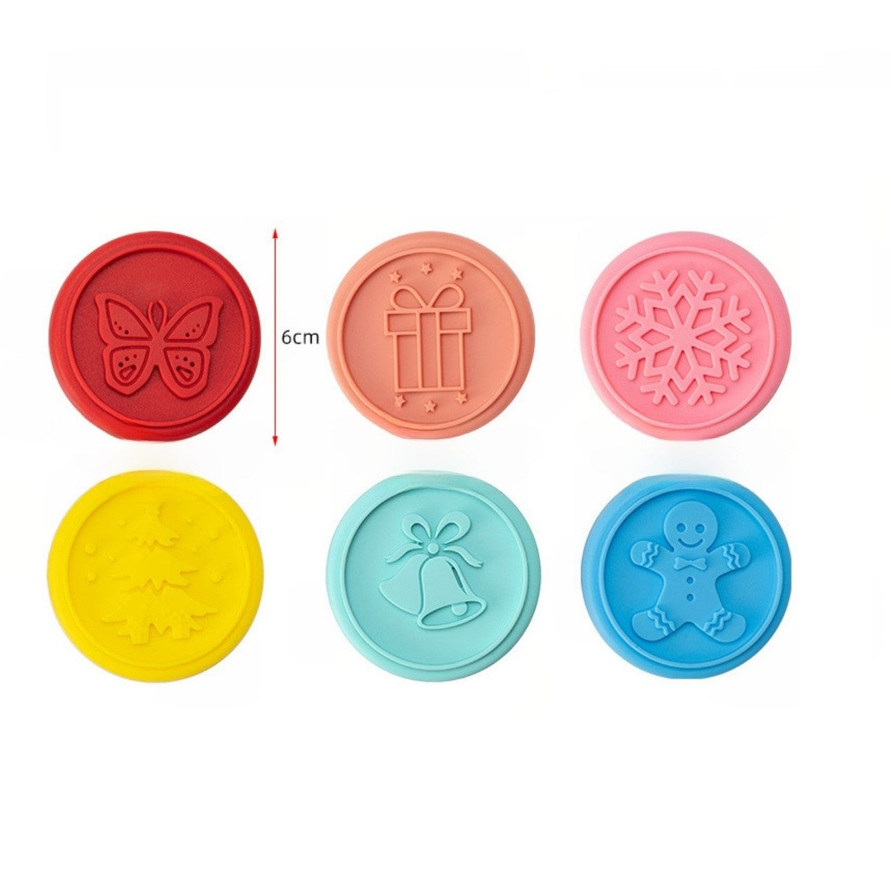 Set 6 stampile pentru prajituri Flippy, tematica de Craciun, din silicon alimentar non-toxic, taietor aluat inclus, 6