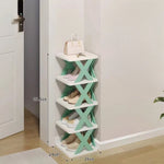 Organizator de Pantofi, Flippy, 5 Straturi, din ABS, Suport Modular, 65.5 x 24 x 26 cm, Turcoaz