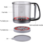 Sita Cernator Manual de Faina Portabila, Flippy, din Plastic, cu Maner, Strat Dublu, 15 x 12 x 11 cm, Transparent Gri