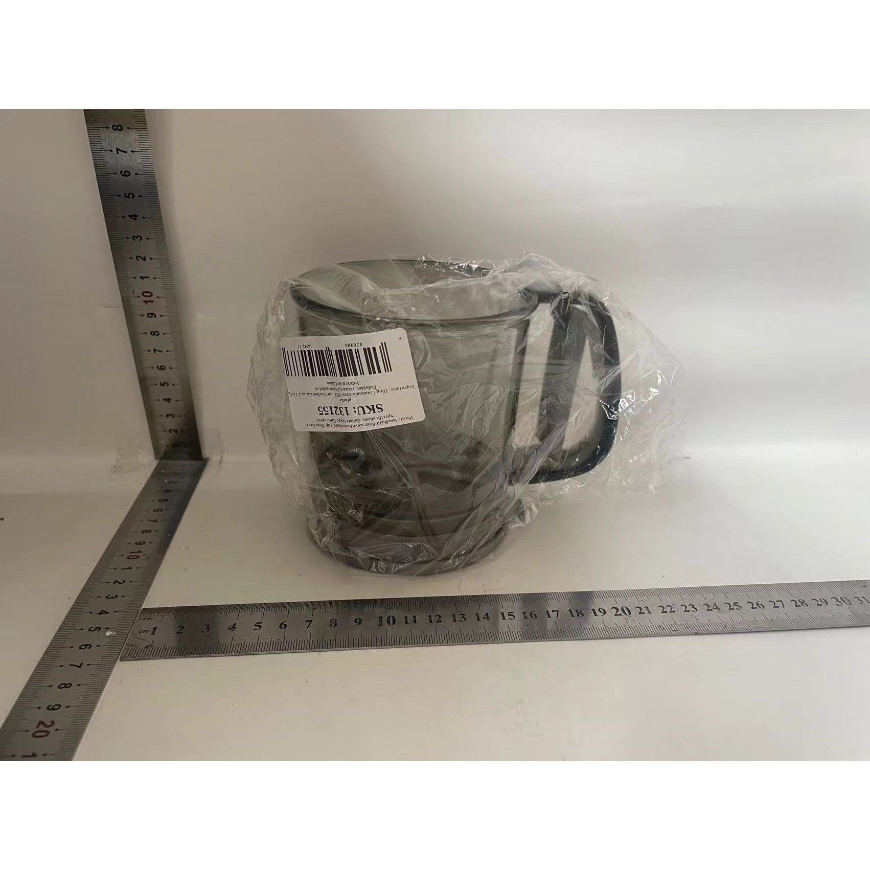 Sita Cernator Manual de Faina Portabila, Flippy, din Plastic, cu Maner, Strat Dublu, 15 x 12 x 11 cm, Transparent Gri