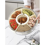 Cutie de Depozitare pentru Alimente, Flippy, cu 6 Compartimente, pentru Condimente, Fructe, Legume, cu Manere de