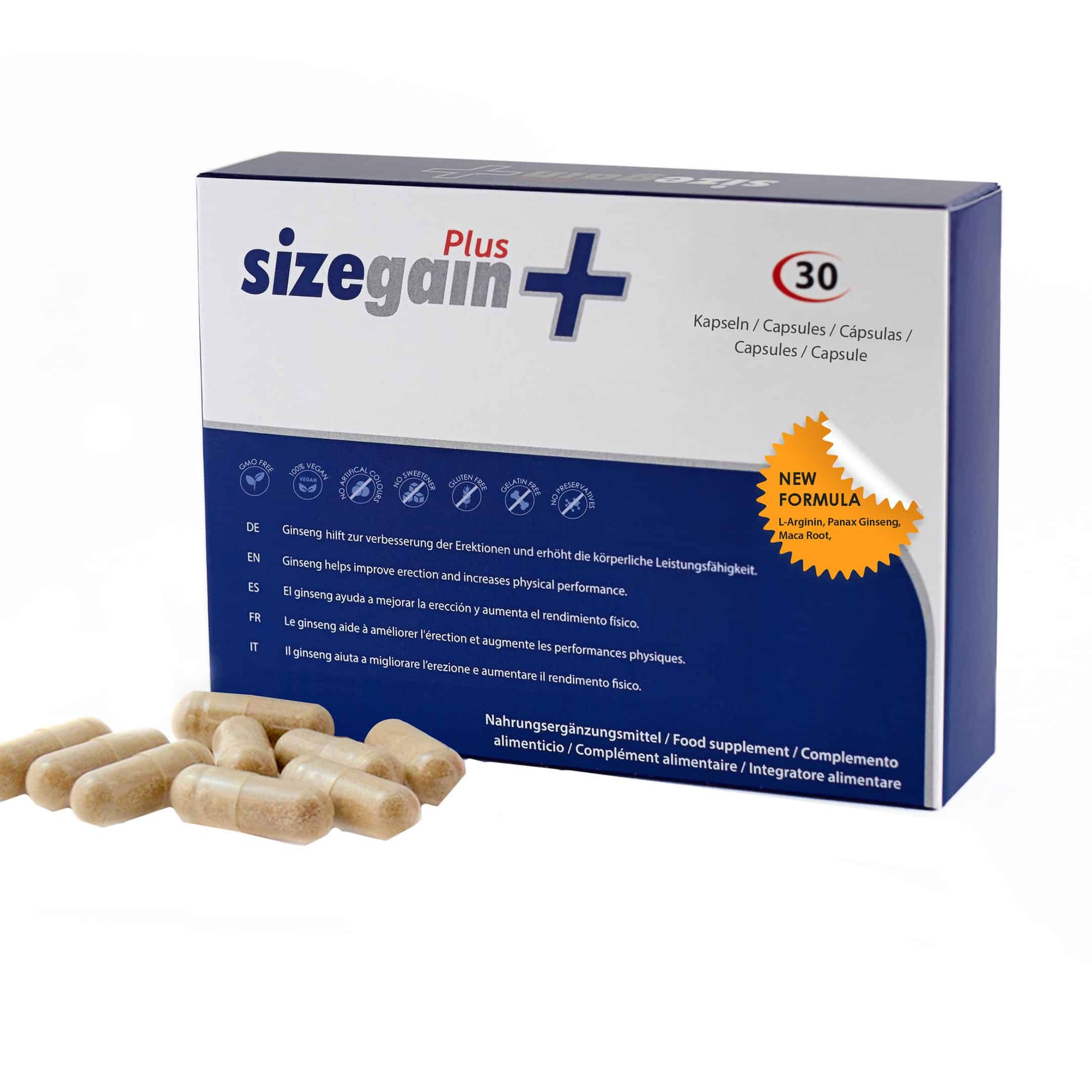 Sizegain, Sizegain Plus, Increase Male Virility & Sexual Potency, Capsule, 30 de capsule