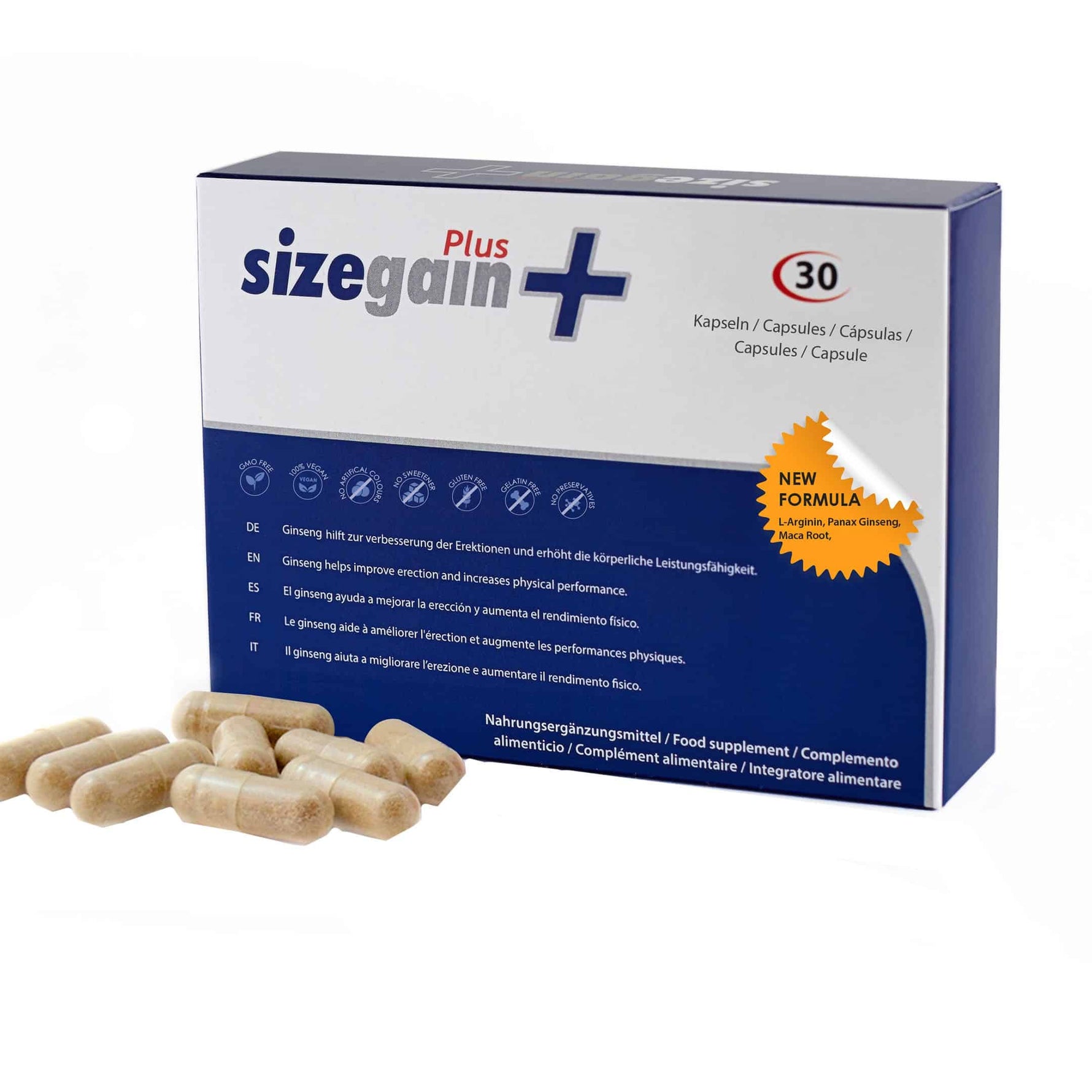 Sizegain, Sizegain Plus, Increase Male Virility & Sexual Potency, Capsule, 30 de capsule