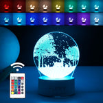 Lampa LED decorativa, Flippy, 3D, Peisaj de iarna, cu telecomanda, doua moduri de alimentare USB si baterii, 20 cm
