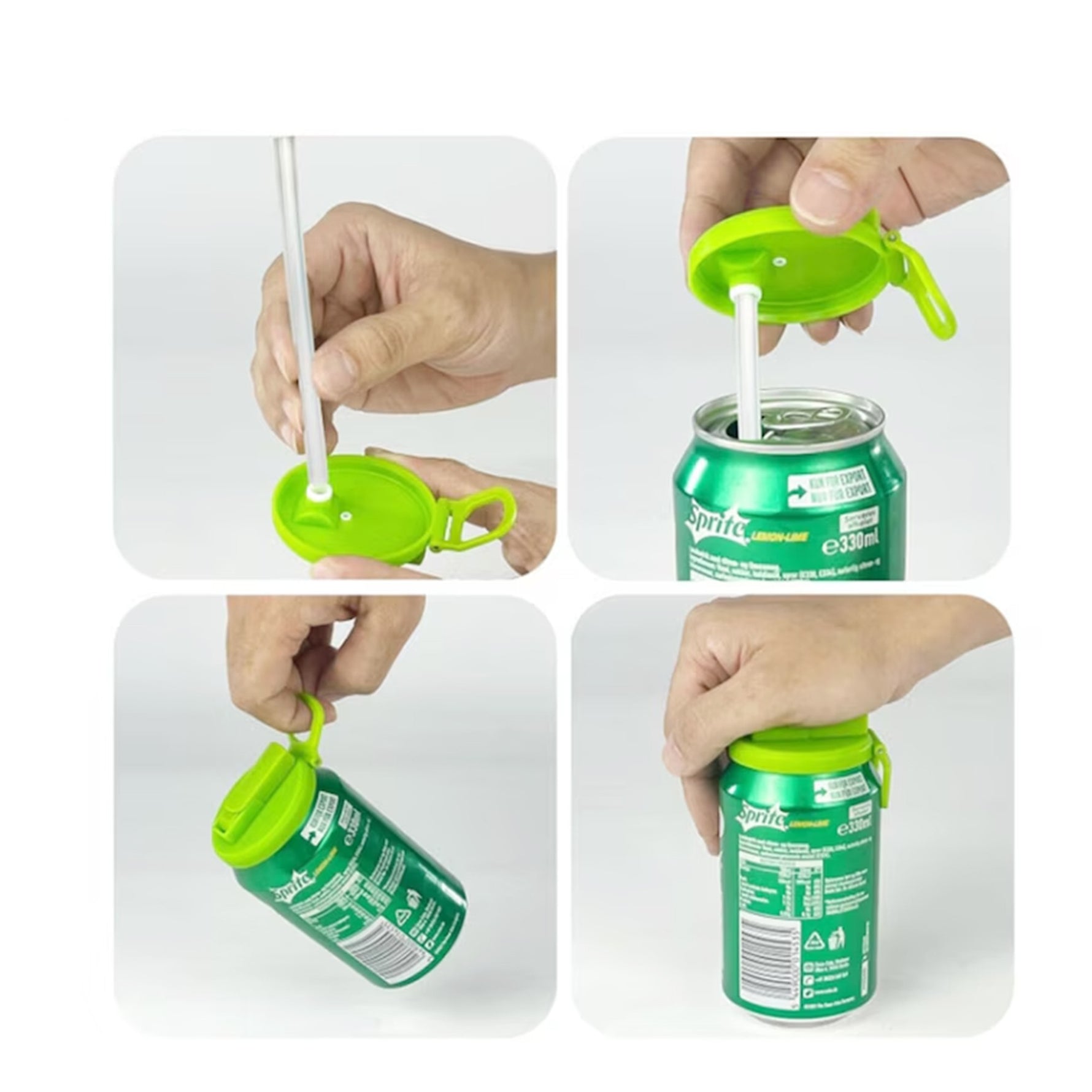 Capac Anti Varsare pentru Doze, Flippy, Model cu Pai Transparent, Reutilizabil, din Plastic, cu Maner Transportabil,