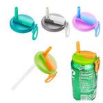 Capac Anti Varsare pentru Doze, Flippy, Model cu Pai Transparent, Reutilizabil, din Plastic, cu Maner Transportabil,