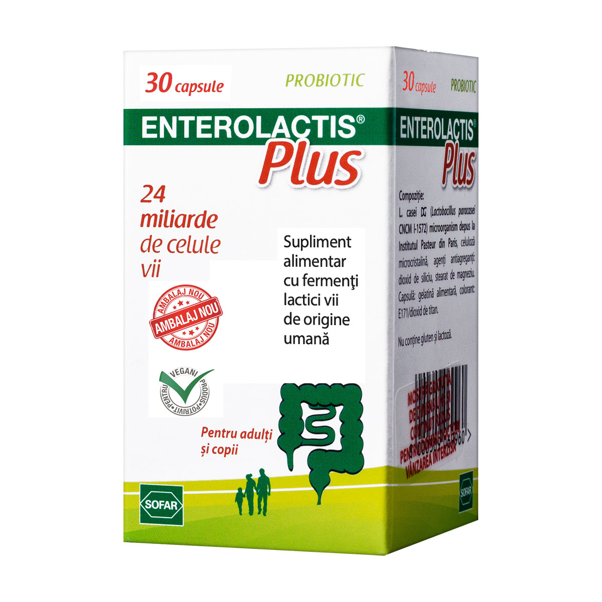 Sofar, Enterolactis Plus, Lactobacillus Paracasei, Supports The Intestinal Flora, Capsule, 30 de capsule