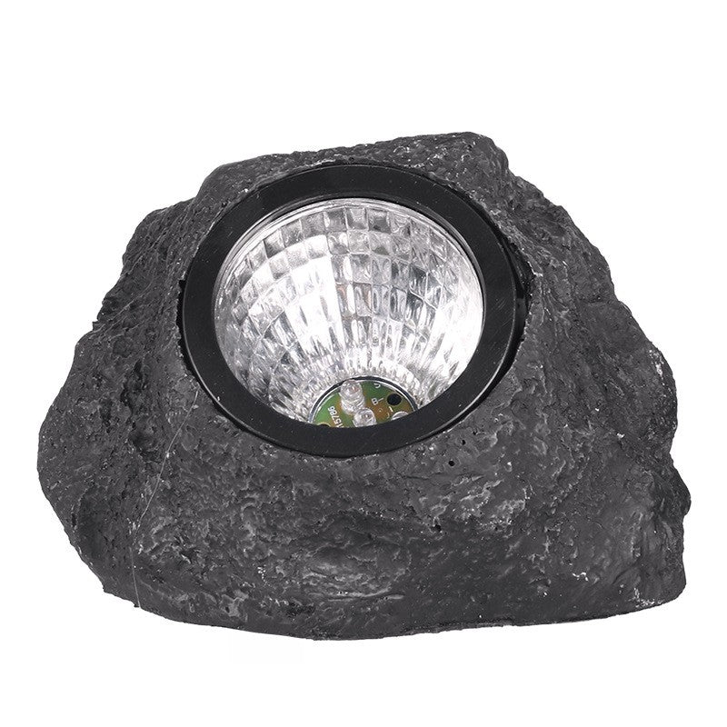 Lampa solara LED decorativa pentru gradina Flippy, imitatie piatra, lumina puternica 4 LED-uri, 12 x 15 cm, material