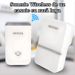Sonerie Wireless, Flippy, Rezistenta la Stropi, Kit cu 2 Receptoare, 38 Melodii, 4 Niveluri Volum, 85 dB, raza 260 m, 9
