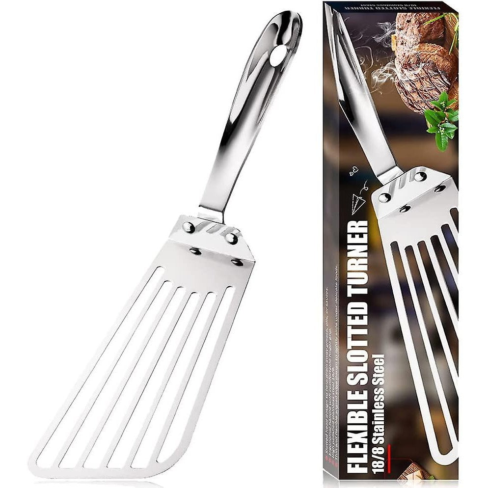 Spatula flexibila Flippy, Fish Turner, din otel, durabila, cu margini subtiri pentru taiere, pentru carne, oua, peste,