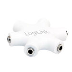 Splitter adaptor Jack 3.5 mm mama x6 stereo +cu cablu 0.2m alb LOGILINK CA1088