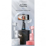 Stabilizator Pentru Telefon Cu Urmarire Automata, Flippy, AI Face Tracking, Rotire 360 Grade, 17 x 8 cm, Negru