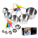 Set 10 Piese de Masurare, Flippy, 5 Linguri Gradate + 5 Cesti Gradate, Otel Inoxidabil + Silicon, 19 x 8 x 9 cm,
