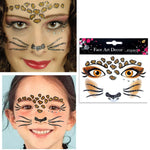 Sticker Temporar pentru Fata, Flippy, pentru Machiaj, Face Art, Halloween, Teatru, Model Leopard, Maro