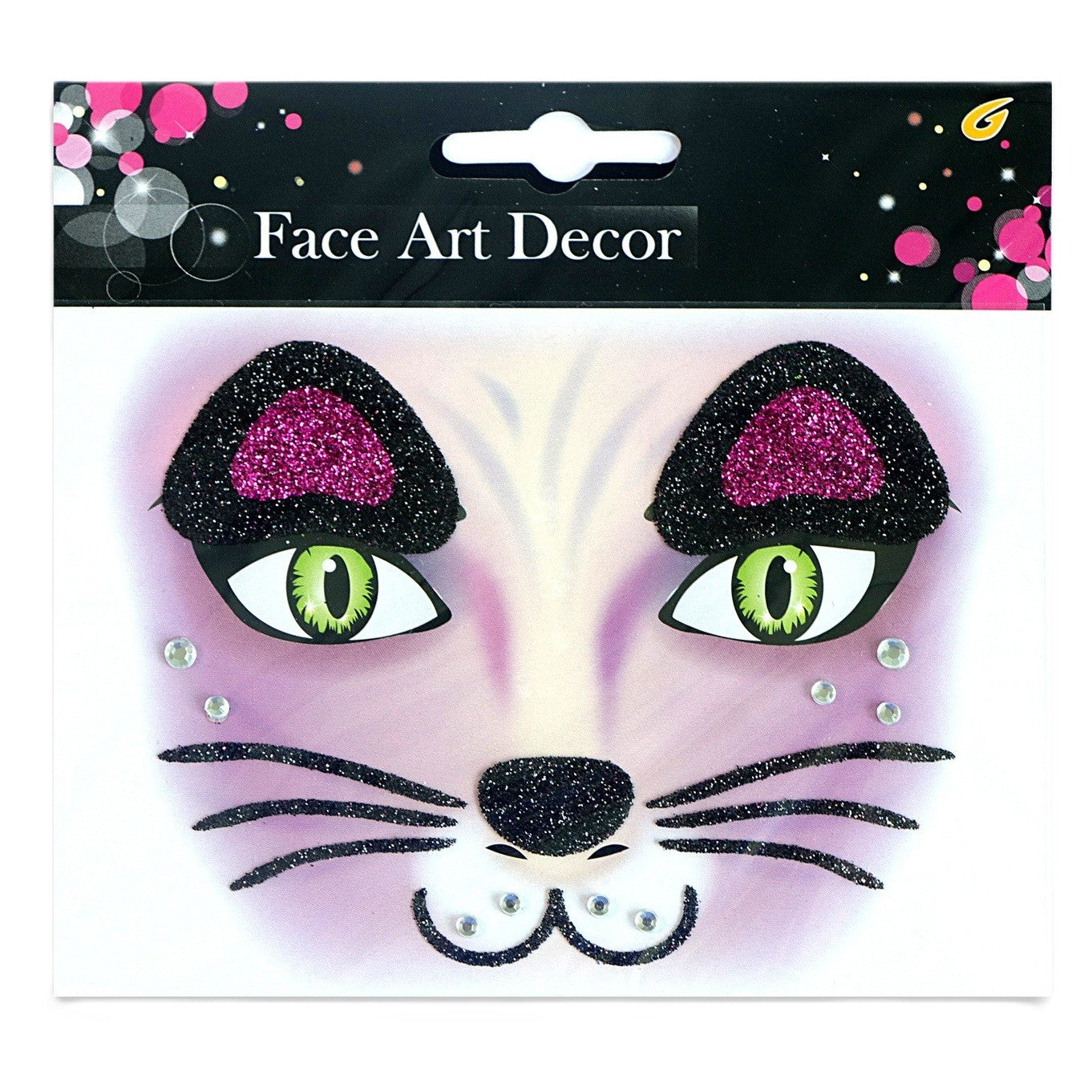 Sticker Temporar pentru Fata, Flippy, pentru Machiaj, Face Art, Halloween, Teatru, Model Pisica, Mov
