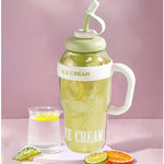 Sticla de Apa, Flippy, Termica, Mentinere 6 Ore, 1400 mL, cu Pai si Capac, PP si Silicon, cu Maner Alb, 25.5x7.5 cm,