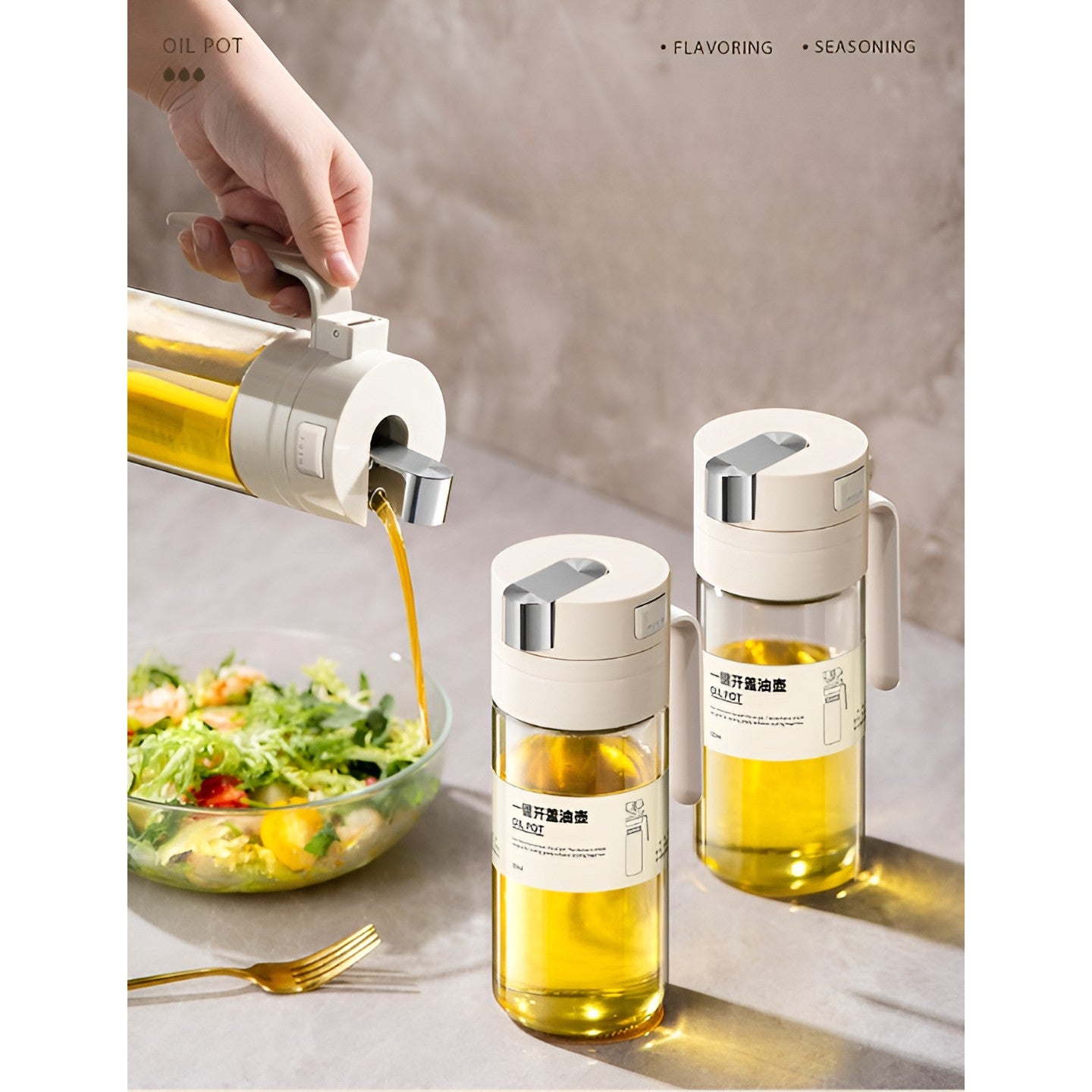 Dispenser pentru Ulei, Flippy, Deschidere si Inchidere Automata a Rezervorul, cu Inductie Gravitationala, 550 ml,